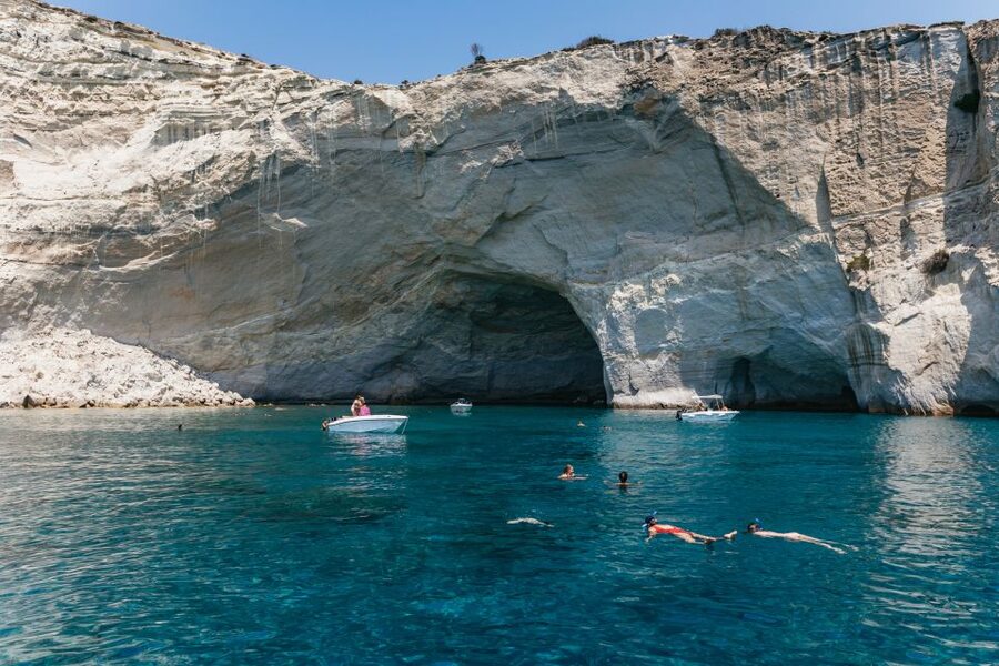 Milos: Kleftiko Cruise with Meal, Drinks and Photos at Sykia - Cave Vani and the colorful western coast