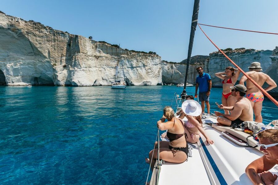 Milos: Kleftiko Cruise with Meal, Drinks and Photos at Sykia - Saint Dimitrios and the final swim