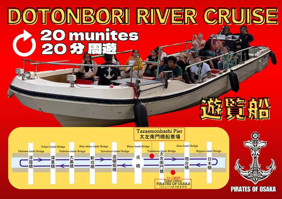 Osaka: Dotonbori's Bridges 20-Minute Cruise - A river view of Osaka’s brightest district