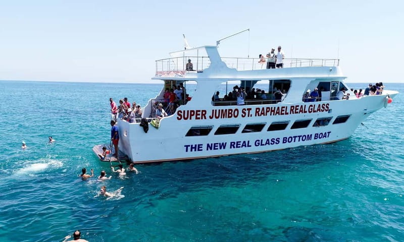 Paphos: Glass Bottom Boat Trip with Swimming or Snorkeling - What happens at the swimming stop