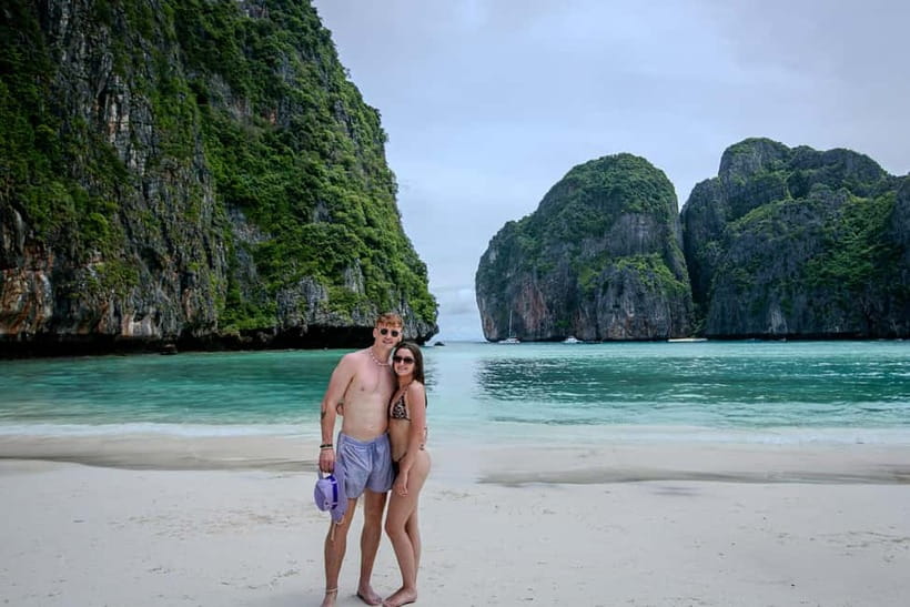 Phi Phi: 7 Island Longtail Boat Snorkeling Tour with Sunset - Maya Bay arrives with beauty and crowds