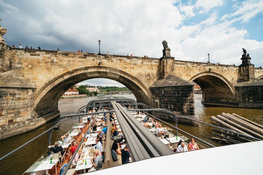 Prague: Vltava River Lunch Cruise in an Open-Top Glass Boat - Under Charles Bridge and past Kampa Island