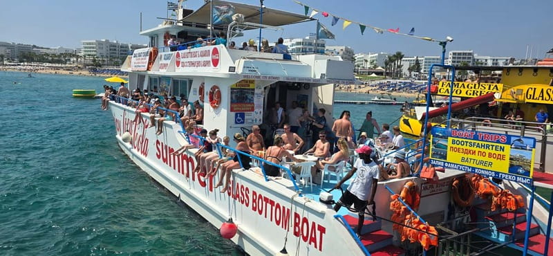 Protaras: Famagusta, Blue Lagoon and Turtle Cove Boat Trip - Food, drinks, shade, and comfort