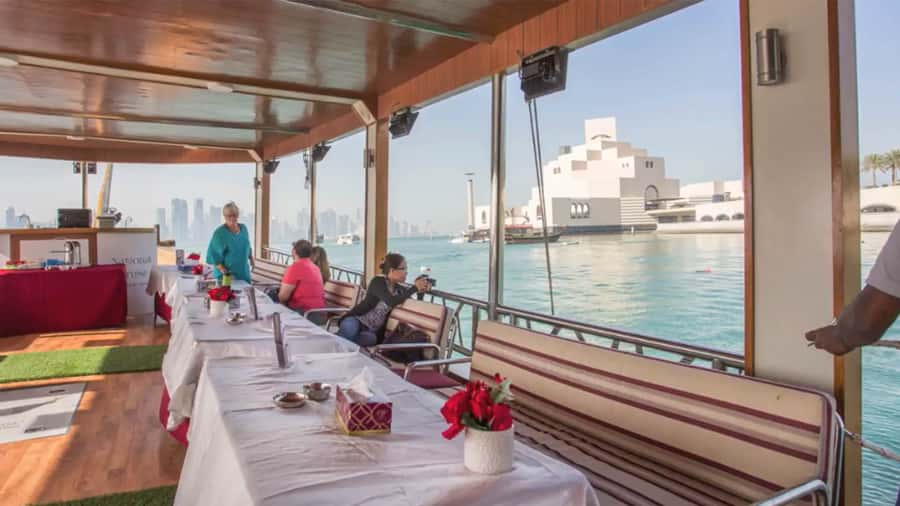 Qatar: Doha Sightseeing Cruise Onboard an Arabic Dhow Boat - Finding the National Cruise office at the green container