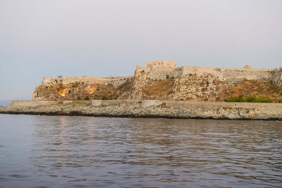 Rethymno: Sunset Cruise on a Wooden Pirate Boat - Fortezza Castle and the Venetian harbor from the sea
