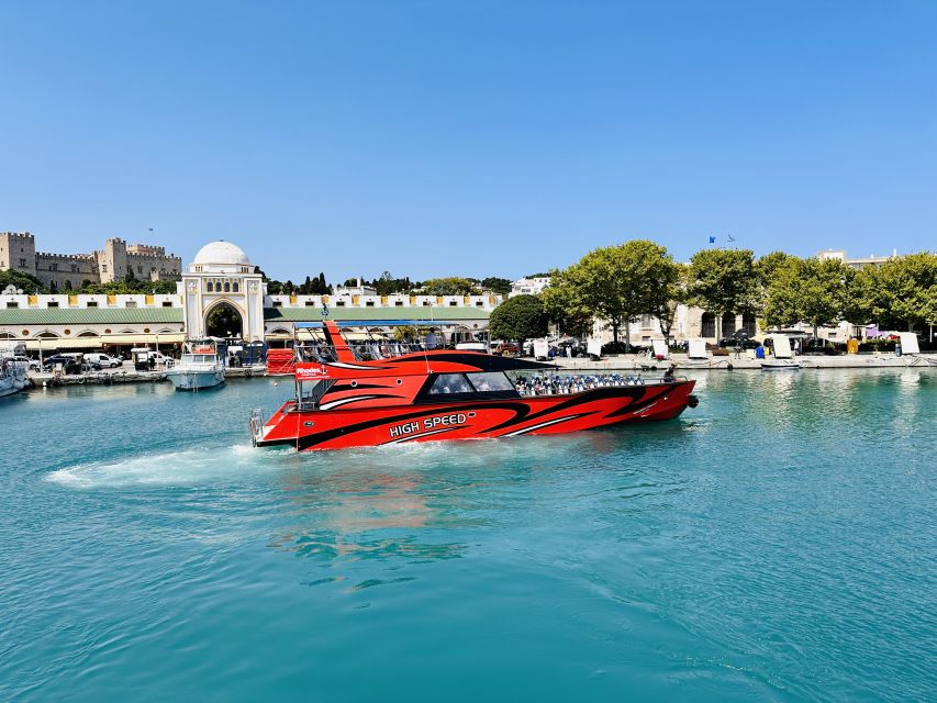 Rhodes: High Speed Cruise to Lindos - Arriving at Lindos Harbour