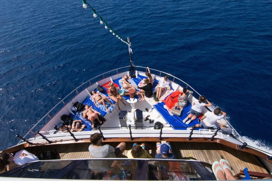Rhodes: Lindos Cruise with 2 Swim Stops - Settling into a clean, comfortable boat