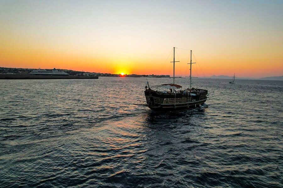 Rhodes: Sunset Cruise with Greek BBQ and Unlimited Drinks - Kallithea Springs: an hour for swimming