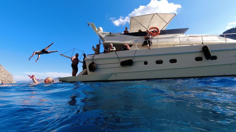 Rhodes: Symi Yacht Tour with Unlimited Drinks and Transfer - St. George Bay is the day’s strongest swim
