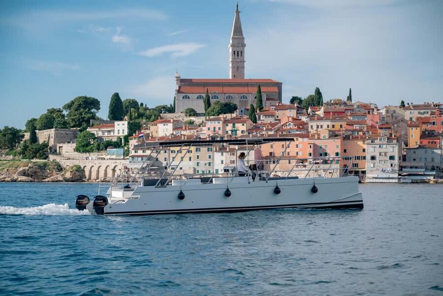 Rovinj: Sunset & dolphin group tours with Catamaran - The first stretch: out toward the dolphins