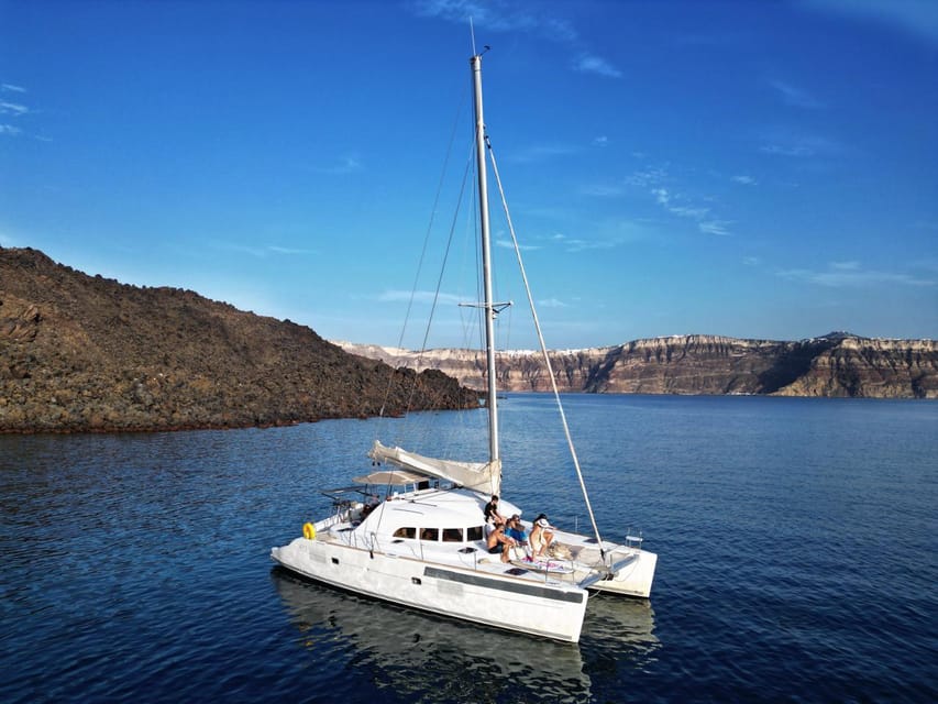 Santorini: Catamaran Cruise with Greek BBQ and Drinks - The caldera and the volcanic hot springs