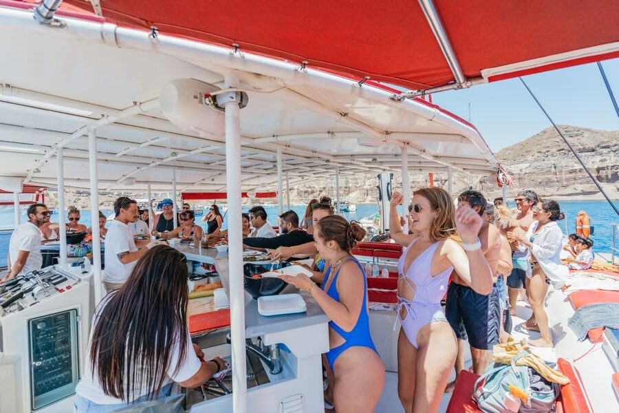Santorini: Catamaran Tour with BBQ Dinner, Drinks, and Music - Practical tips for a smoother day