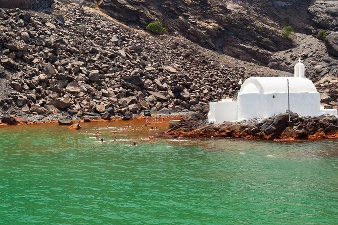 Santorini Classic Catamaran Cruise with BBQ, Drinks and Transfers - Nea Kameni, lunch, and the best time to settle in
