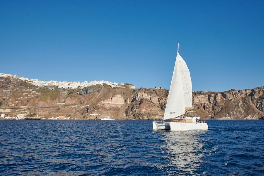 Santorini Gold Catamaran Cruise with Snorkel, BBQ & Open Bar - What the $117 price really covers