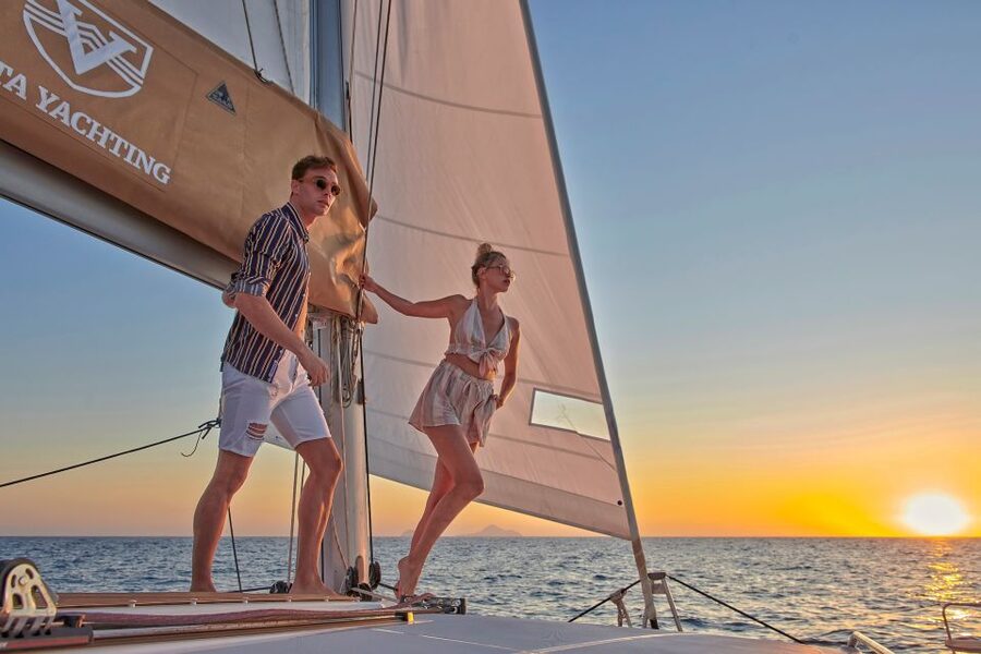 Santorini Gold Catamaran Cruise with Snorkel, BBQ & Open Bar - Mesa Pigadia, the longest swim, and the BBQ
