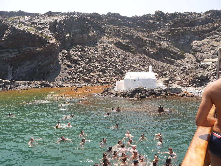 Santorini Port: 3 Hour Cruise to Volcano and Hot Springs - Thirasia options and the longer version