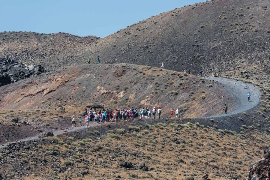 Santorini Port: Cruise to Volcano, Hot Springs & Thirassia - Thirassia: lunch, stairs, and a quieter pace