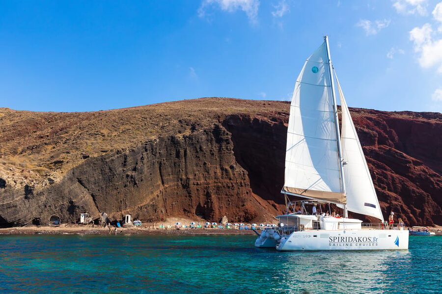 Santorini: Sailing Catamaran Cruise with BBQ and Drinks - Key points at a glance