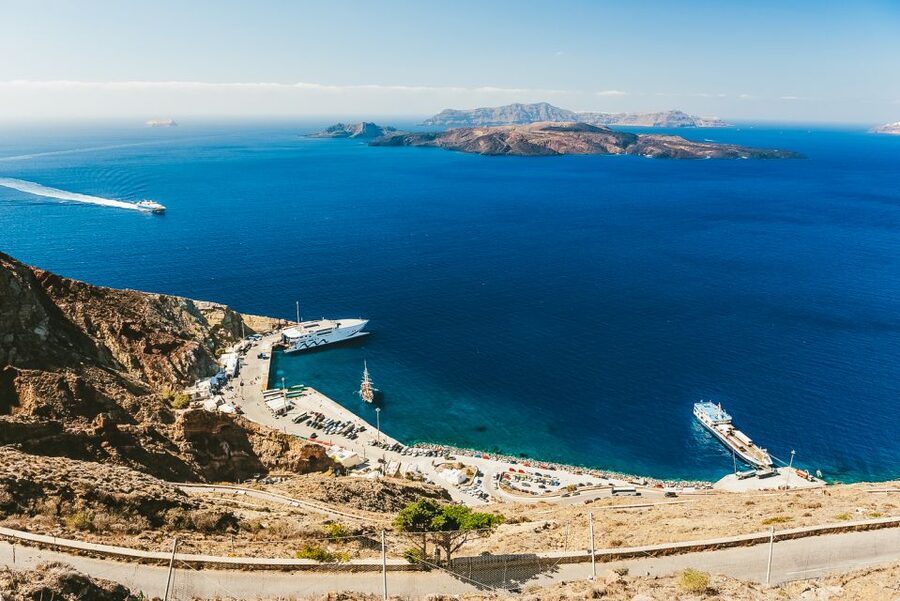 Santorini: Volcano and Hot Springs Sunset Dinner Cruise - Nea Kameni and the volcano climb