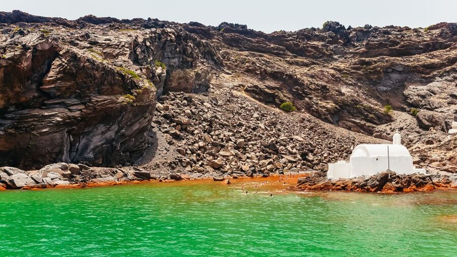 Santorini: Volcano and Hot Springs Sunset Dinner Cruise - Dinner, wine, and the sunset sail