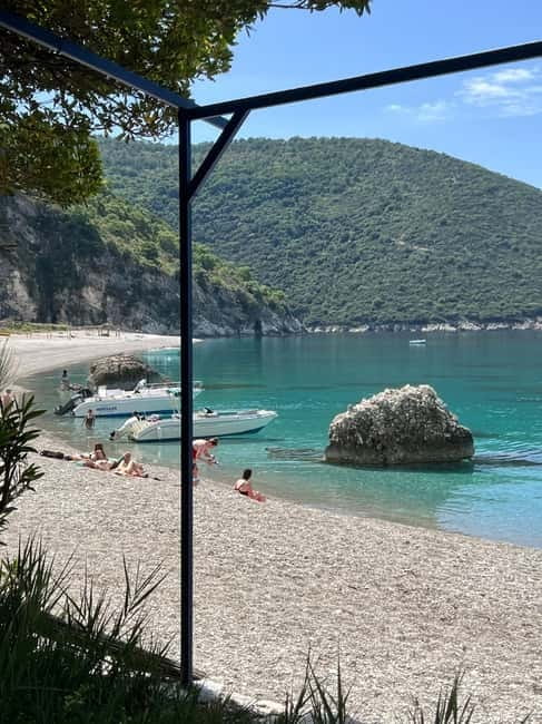 Saranda: Boat Tour to 7 Destinations with Beach Umbrella - Krorez Bay gives you the main beach break