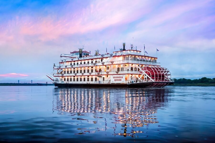 Savannah: Riverboat Sunset Cruise - The first view is best from the open-air top deck