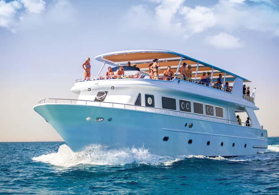 Sharm El-Sheikh: Luxury Ras Mohammed & White Island Cruise - The yacht, sun deck, and onboard comfort