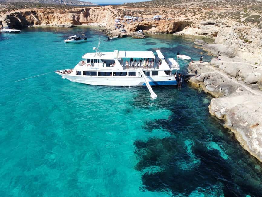 Sliema: Cruise to Comino, Crystal Lagoon, and Blue Lagoon - The Comino sea caves on the ride home