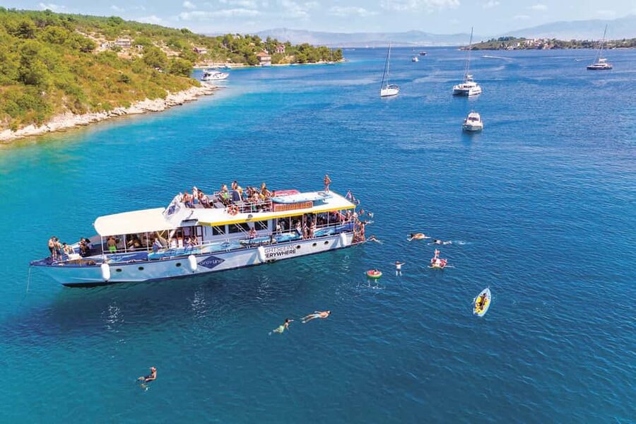 Split: Blue Lagoon 3 Islands All-Inclusive Cruise with Lunch - The Krknjaši Blue Lagoon is the main swimming stop
