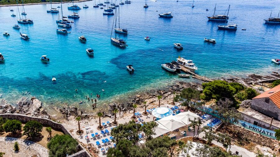 Split: Blue Lagoon 3 Islands All-Inclusive Cruise with Lunch - Maslinica on Šolta slows the pace