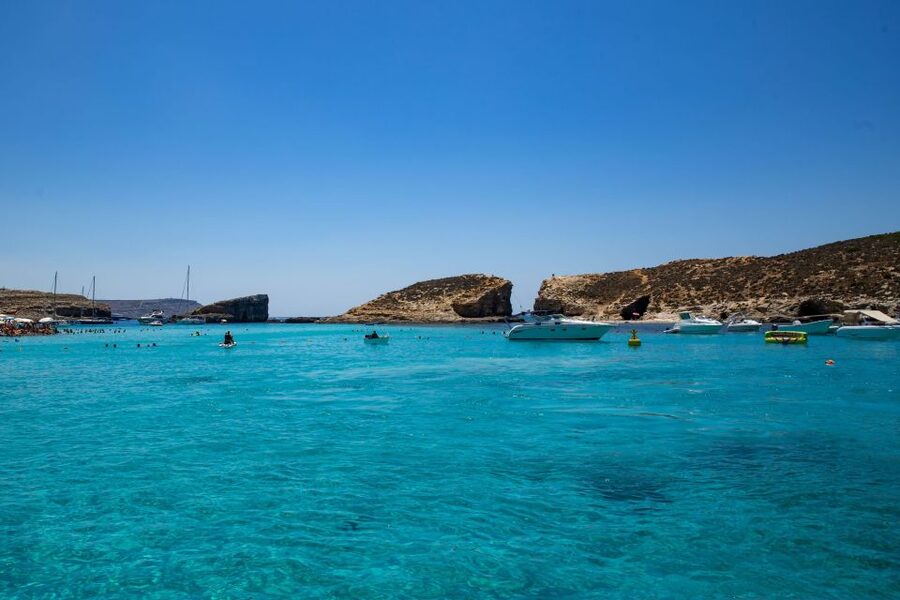 St Paul's Bay: Comino, Blue Lagoon, Gozo, & Caves Boat Tour - Setting out from Bugibba on the Mermaid