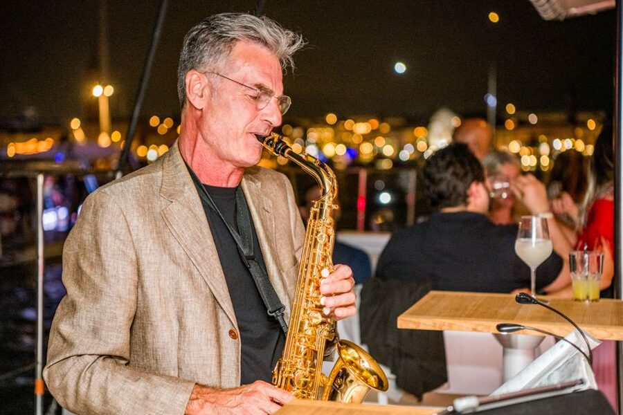 Venice: Catamaran Sunset Jazz Cruise with Aperitivo - The boat, seating, and onboard comfort